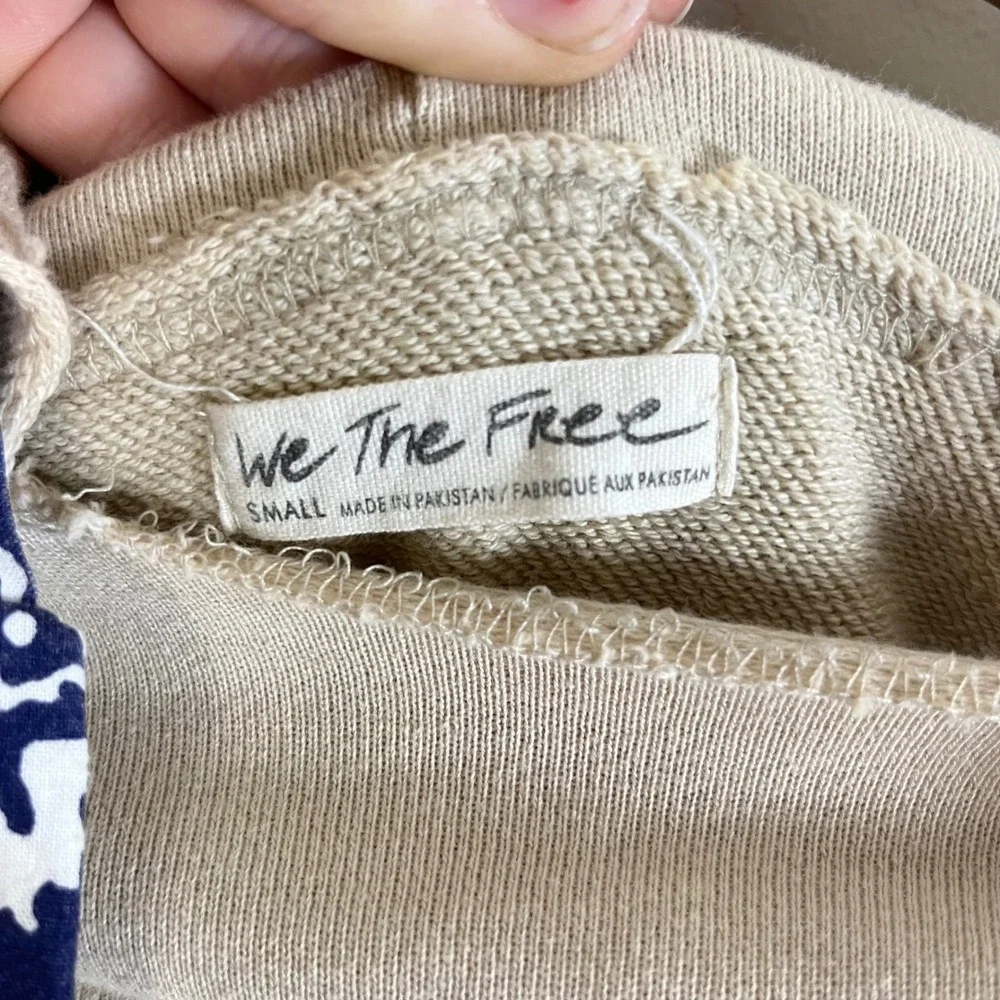 Free People Backyard Hoodie Ecru Combo Cropped Womens Size Small